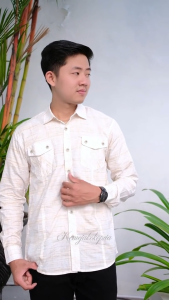 Kemeja Pria Lengan Panjang Motif Abstrak Elrumi Bahan Katun Premium Halus Adem Bisa Cod