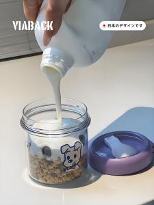 Portable Breakfast Bowl with Yogurt Cup Oats Fruits Spoon Takeaway Salad Lunch Box Delicious to Want to Swallow the Bowl