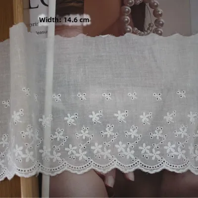 Pure Cotton Embroidered Lace Trim Childrens Clothing Skirt Home Bed Skirt Patchwork Fabric DIY Sewing Accessories