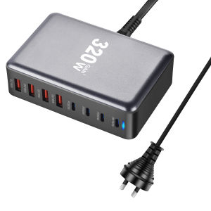 320W GaN Desktop Charger 8-Port USB Type C PD Fast Charge 3.0 Mobile USB Charger for Phones New Style