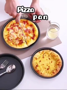 8/10Inch Non Stick Pizza Pan Pizza Baking Tray Round Baking Sheet Black Pizza Molder Pan Baking Tool