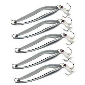 5pcs Hard Fishing Spinner Lures 5g 13g Kit with Feathered Treble Hooks for Bass Pike Saltwater Freshwater Bright Flash Vibration