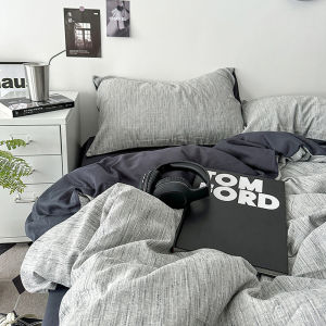 Industrial Style Washed Cotton Pure Cotton American Retro Simple 4-Piece Bedding Set Warmth Storage Box for Queen Size Bed