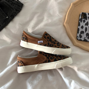 Jinyu Deer Autumn New Arrival Womens Korean Style Leopard Print Shoes Easiest for Match Slip-on Lofter Canvas Shoes Ins Flat Shoes Fashion
