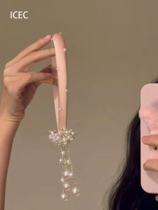 Sweet Pearl Flower Tassel Pink Hairband Spring Summer New High Top Knot Headband Fairy Princess Style Hair Accessory