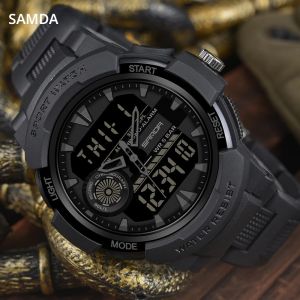 นาฬิกาอิเล็กทรอนิกส์ผู้ชาย SANDA 6002 แฟชั่น สปอร์ต มัลติฟังก์ชั่น กันน้ำ จอ LED คู่