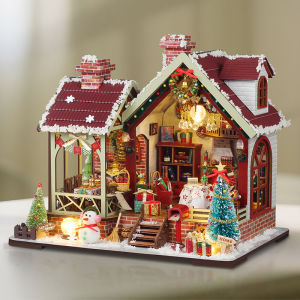 Christmas Doll House Assembly Model Warm Pavilion DIY 3D Cartoon Puzzle Handmade Creative Decoration Home Birthday Toys Gifts