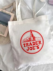 Túi Vải Canvas Thân Thiện Với Môi Trường Trader Joes Túi Xách Đeo Vai in Họa Tiết Thường Ngày Túi Vải Canvas Túi Xách