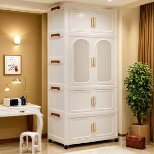 【Malaysia Spot Sale】Portable Storage Wardrobe Plastic Wardrobe Organizer With Hanging Rod Foldable Wardrobe Closet Storage Cabinet Stackable Storage Box Easy To Install