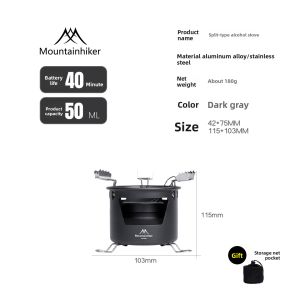 Mountainhiker | MOUNTAINHIKER Outdoor Portable Alcohol Stove Liquid & Solid Tea Boiling Stove Burner Camping Kettle Cooking Utensil Accessory