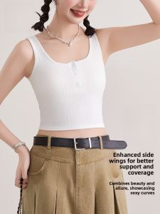 Miiow | Womens Halter Top Tank Top With Chest Pad Half Buttoned Base Layer Short Backless Cotton Blend Outerwear Casual Wear