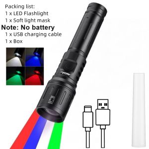 Alonefire | Zoom 4 Màu Đèn Pin LED USB Sạc Hợp Kim Nhôm Chống Thấm Nước Đèn Pin Dành Cho Câu Cá Cắm Trại Săn Bắn Chụp Ảnh Selfie