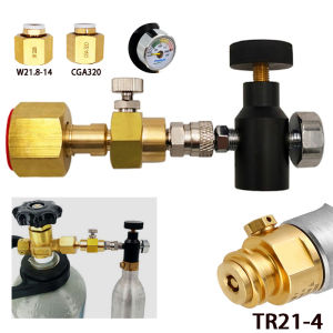 Aquarium CO2 cylinder inflation joint inflation valve supplement station adapter W21.8 CGA320 to TR21 adapter inflation valve
