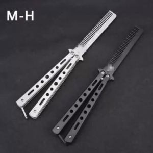 Lược Thép Không Gỉ Có Thể Gập Lại Để Tạo Kiểu Râu Và Ria Mép Dụng Cụ Làm Tóc Chuyên Nghiệp Thực Hành Đào Tạo Dao Bướm