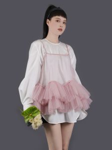 กระโปรงสลิงปรับสายได้พร้อมรายละเอียดลูกไม้ ผ้าไนลอนสีบริสุทธิ์ เหมาะสําหรับเสื้อสวมหัวแขนกุดฤดูใบไม้ผลิฤดูร้อนฤดูใบไม้ร่วง