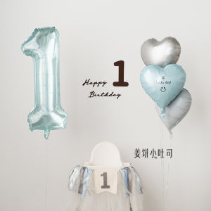 Birthday Balloon Numbers Air-filled Crystal Blue for One Year Old Boy Baby Photography Props Simple Celebration Decoration