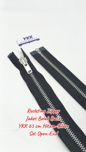 Resleting Zipper YKK 65 cm Atau 26 inch Type Gigi Besi Hitam Silver Buka Lepas / Open End Bolak Balik Harga Per Biji