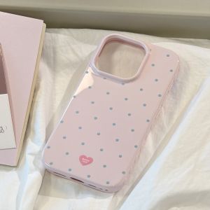 Korean Full Screen Polka Dot Candy Color Soft Phone Case For iPhone 17 16 13 15 12 14 Pro Max Shockproof Bumper Protective Cover