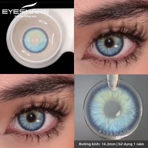 Lens Kính Áp Tròng Màu EYESHARE Màu Xanh Dương Tự Nhiên Mắt To Màu Xanh Lá & Xám Dùng Hàng Năm Chất Liệu HEMA Dành Cho Nữ