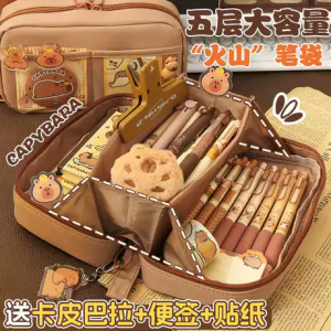 Large Capacity Pencil Case Capybara Volcano New 2025 Model for Junior And Primary School Girls Stationery Business Supplies