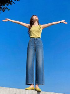 V.C.I | Summer Lightweight Vintage Blue Jean Ice Silk Jeans Straight Trousers