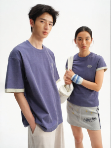 JNXS | Retro Knit Colorblock Print Couples T-Shirt