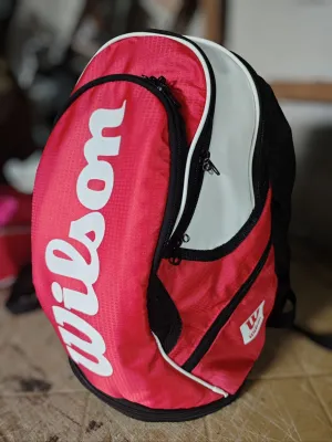Wilson Tennis Back Pack Red and White with FREE shoe bag