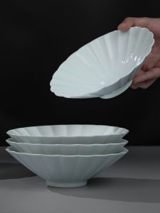 Cloud Encountered Mountain Chrysanthemum Bowl Creative Ceramic High Temperature Pasta Salad Bowl White Porcelain Home Use Bowl