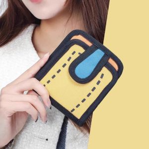 กระเป๋าสตางค์ผ้าใบแบบสั้นสำหรับนักเรียน กระเป๋าใส่บัตรลายการ์ตูนน่ารัก ความจุขนาดใหญ่ กระเป๋าถือผ้าใบ กระเป๋าใส่ของพกพาสะดวก กระเป๋าสตางค์ผู้หญิง