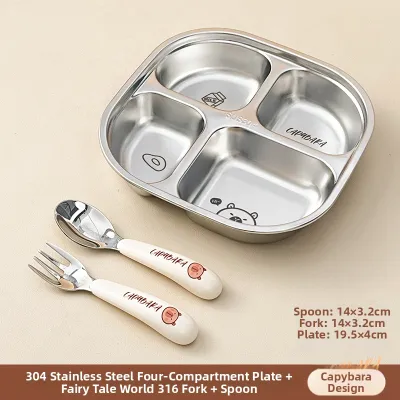 WODEBAIHUI | Stainless Steel 304 Childrens Dining Plate