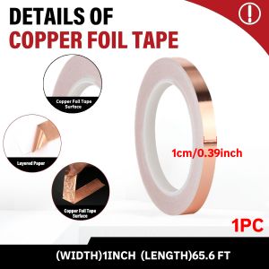 Doubel Side Conductive Copper Foil Tape Adhesive Strip Heat Shield Eliminate EMI Anti-static Repair Tape 0.05mm Thickness
