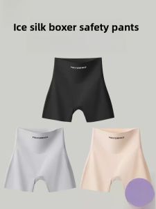 miiow | High Waist Ice Silk Safety Pants Womens Underwear Briefs Two-In-One Summer Seamless Anti-Light Base Layer Shorts