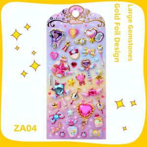 YANGTONG | Sparkling Heart Diamond Gem Stickers 3D Golden Unicorn Phone Decoration