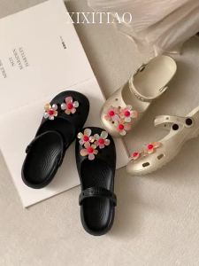 XIXITIAO | Champagne Gradient Flower Design Support Anti-Slip Ballet Mary Jane Sandals