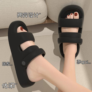 Summer Outdoor Womens Sandals Slip-On Thick Heel Beach Anti-Slip Travel Slippers Comfortable Wearing Pure Color Fashionable