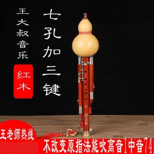 Uncle Wang Super Nine-Hole Rosewood Chanter plus Key Cucurbit Flute C/B/G/F Tune Performance Type Adult and Children New Art