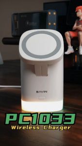 BAVIN PC1033 Fast Charging Dock Station RGB Light 3 in 1 Wireless Charger Stand For Android Phones and iPh 14 13 12  Watch 5 6 7 TWS Airpods Watch Fast Charging Docking Station