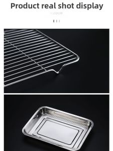 Non-Magnetic Stainless Steel Oil Drain Tray Filter Net Rectangular Oil Spill Tray Fried Food Rack Tray with Oil Drain Filter