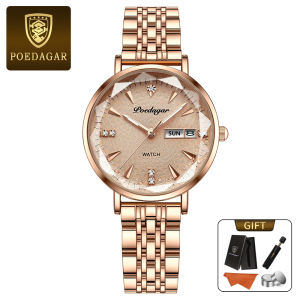 POEDAGAR Genuine Ladies Watch Stainless Steel Strap Luminous Calendar Waterproof 312