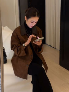 DANTING | Retro High-End Suede Velvet Polo Collar Jacket Women