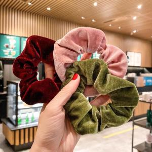 Glamorous Hair Accessories: Retro Candy Color Velvet Elastic Hair Scrunchies