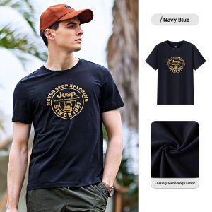 Jeep | Jeep Official Mens Outdoor Quick Dry T-Shirt Summer Print Short Sleeve Large Size Round Neck Casual Style Sportswear Top