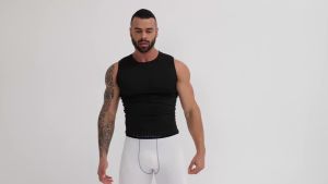 Men Compression Shirts Sleeveless Tank Top Slimming Underwear Body Shaper Workout Gym Vest Base Layer Athletic Tee Shirts