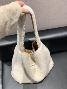 Double-Sided Suede Shoulder Bag Simple Tote Bag Large Capacity Commuter Bag Pure Color Leisure Casual Style Womens Bag