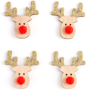 (6 pieces/bag) 3.36 * 4CM New Years Sparkling Pink Nose Elk Decoration Christmas Tree Matching Design Room