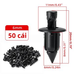 RYSJM | 50/100 Chiếc 6 Mm Loại Đẩy Nhựa Dây Kẹp Cho Xe Ô Tô Ốp Lưng Fender Tấm Cửa Viền Tương Thích Với Xe Toyota Honda Suzuki Mitsubishi Yamaha