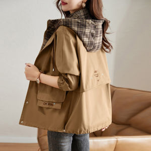 Loose Fleece Lined Thickened Casual Style Womens Windbreaker Coat Long Sleeve Zipper Closure Mid-Length Korean Version