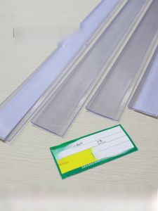 Transparent Plastic Price Label Strip Adhesive for Shelf Pricing Business Office Furniture Flat Shelf Marking Accessory