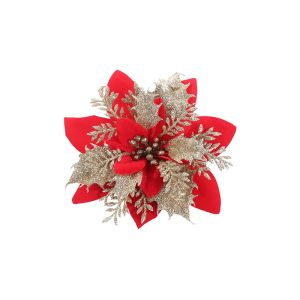 GD Christmas 24Pcs/12pcsGlitter Artificial Flowers For Christmas Tree Decoration DIY Christmas Ornaments Home Wed
