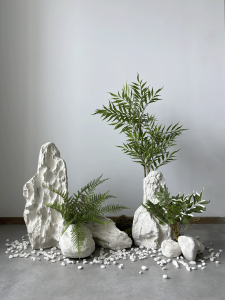 Lifelike White Stone Sculpture Garden Decorative Ornaments Park Lawn Landscape Decoration Glass Fiber Reinforced Plastic Faux Rock